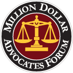 Badge awarded to attorneys in the Million Dollar Advocates Forum