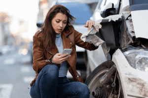woman-text-messaging-after-car-accident
